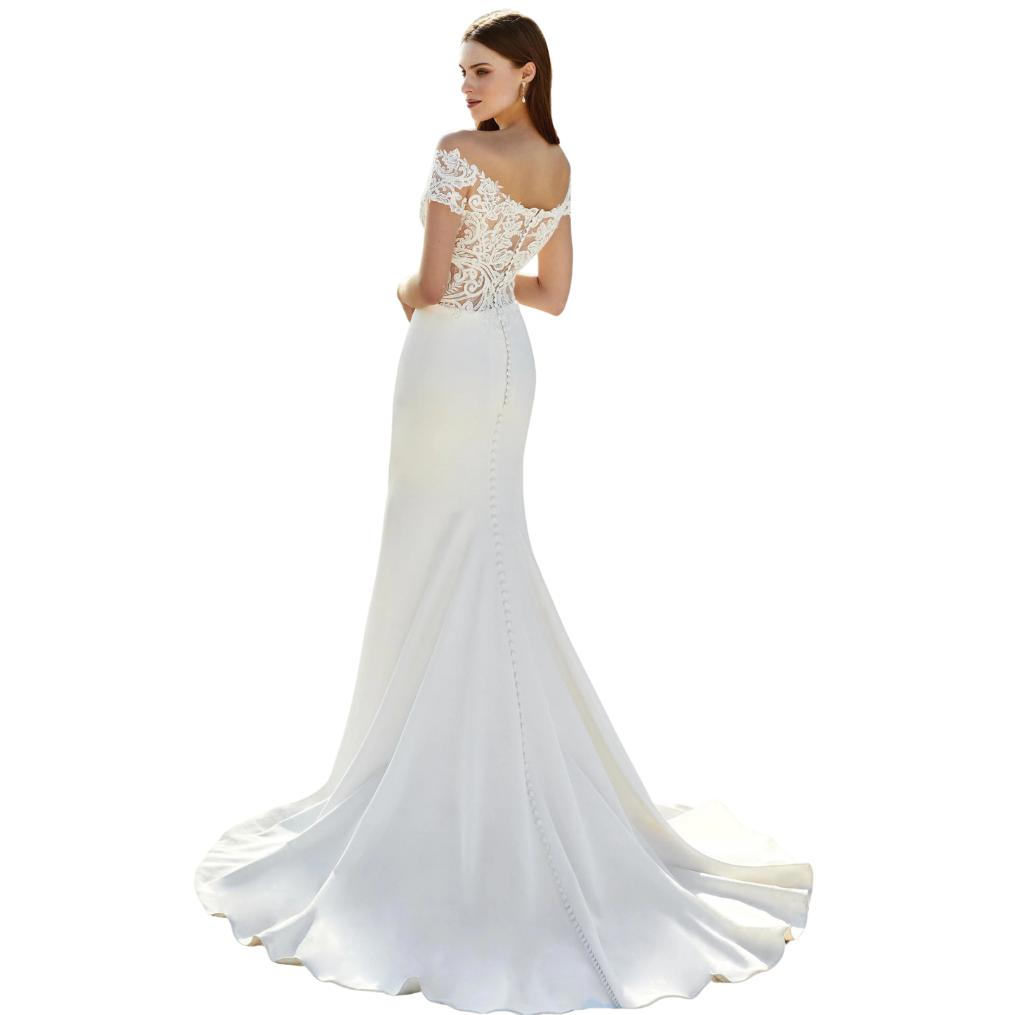 Adore by Justin Alexander 11155 – Off-the-Shoulder Fit & Flare Wedding Gown (Size 12 Sample)