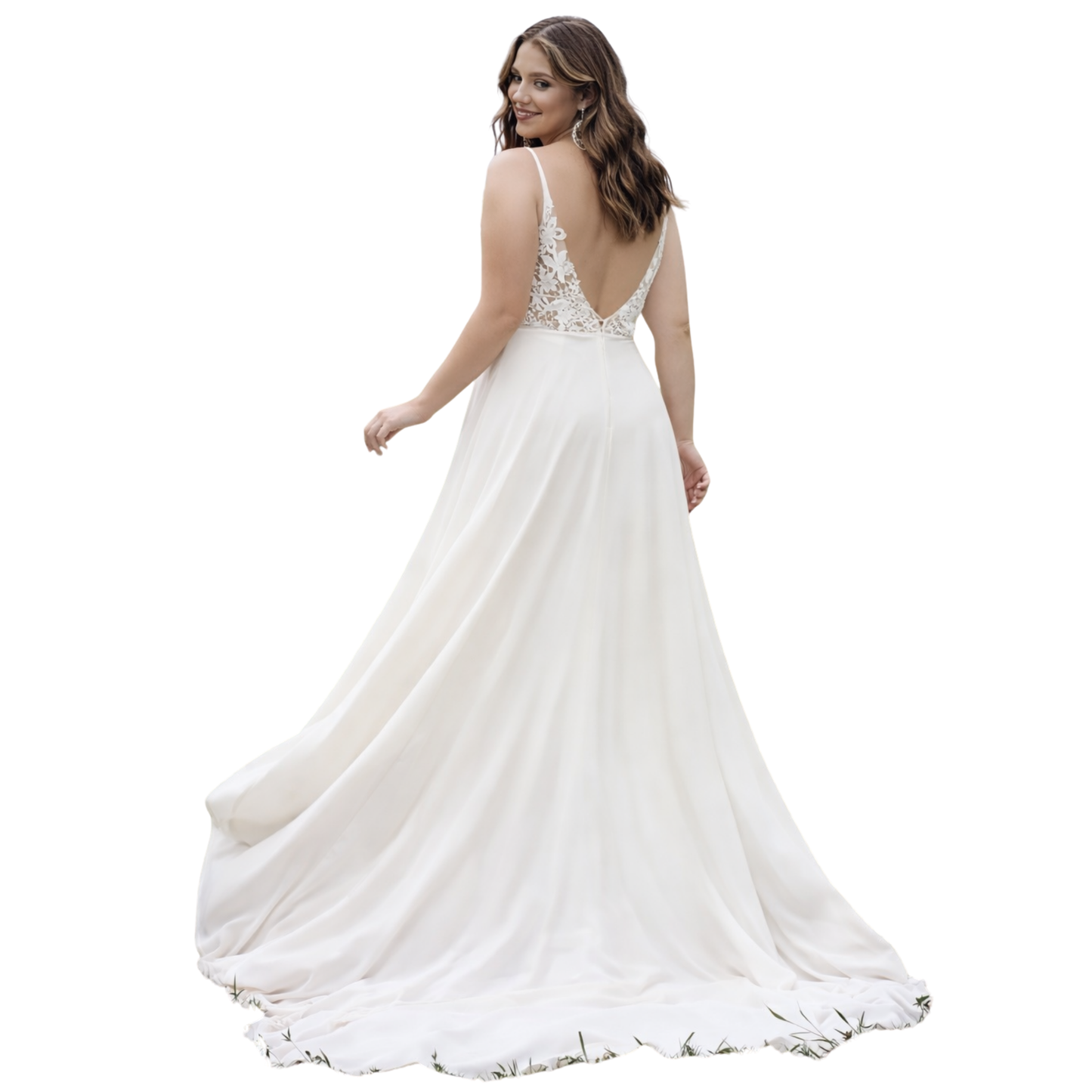 Lillian West 66059SP – Size 22 Boho A-Line Wedding Gown (Sample)