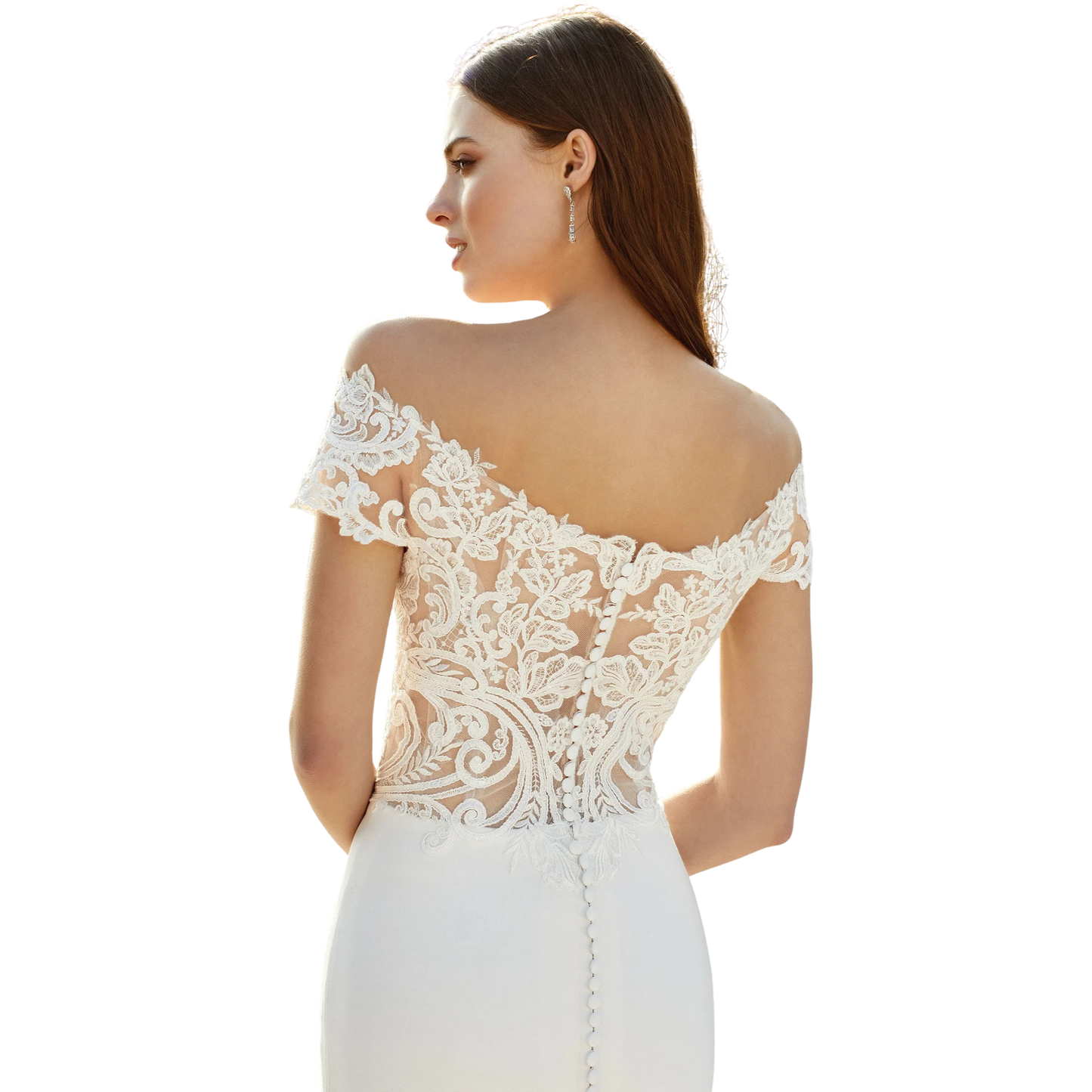 Adore by Justin Alexander 11155 – Off-the-Shoulder Fit & Flare Wedding Gown (Size 12 Sample)