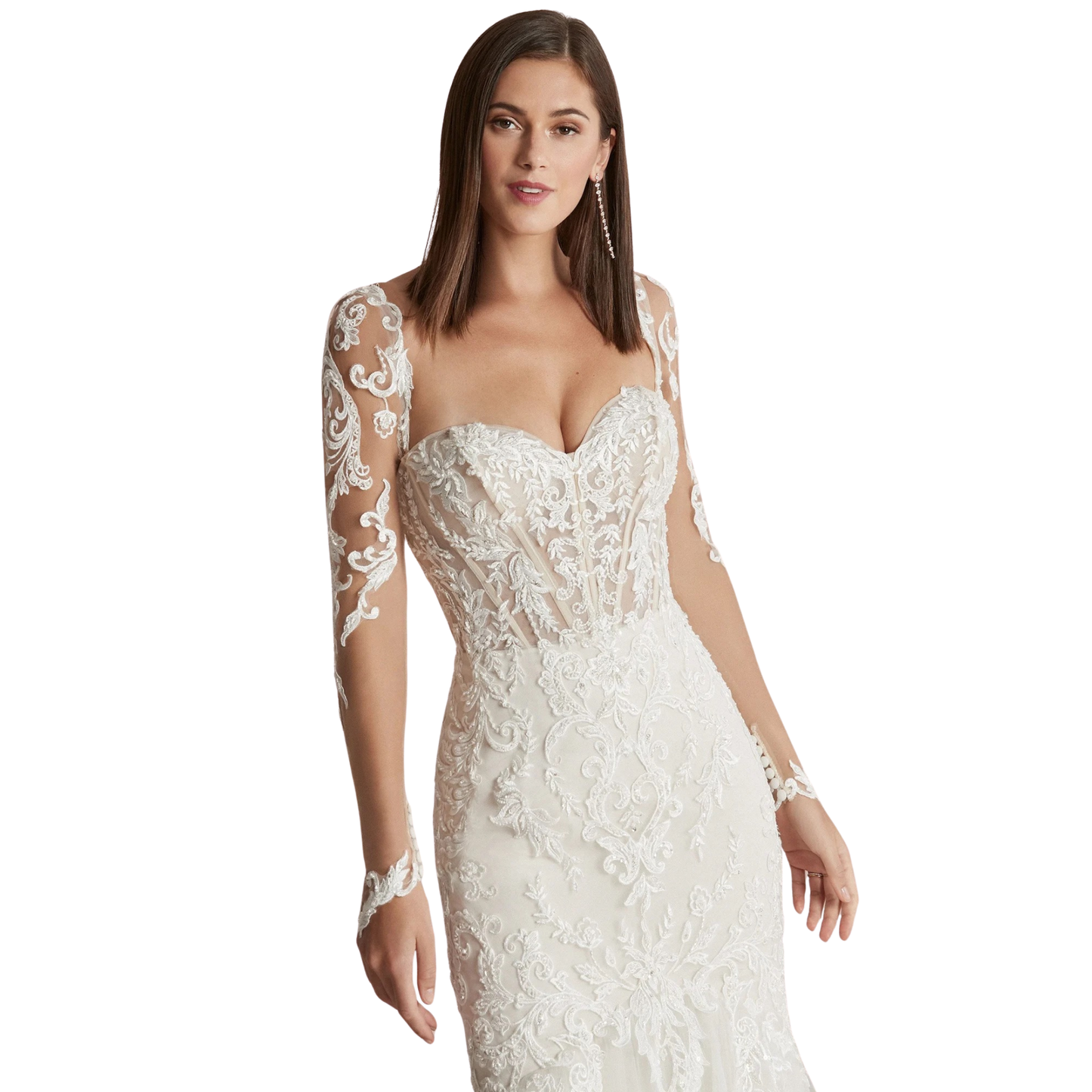 Justin Alexander Cain (Style 88222) – Lace Fit-and-Flare Wedding Gown | Size 14 Sample