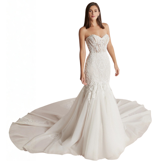 Justin Alexander Cain (Style 88222) – Lace Fit-and-Flare Wedding Gown | Size 14 Sample