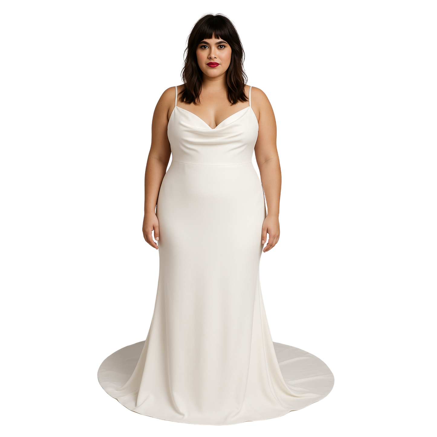 Justin Alexander 55075 – Double-Strap Cowl Neck Minimalist Gown – Size 20