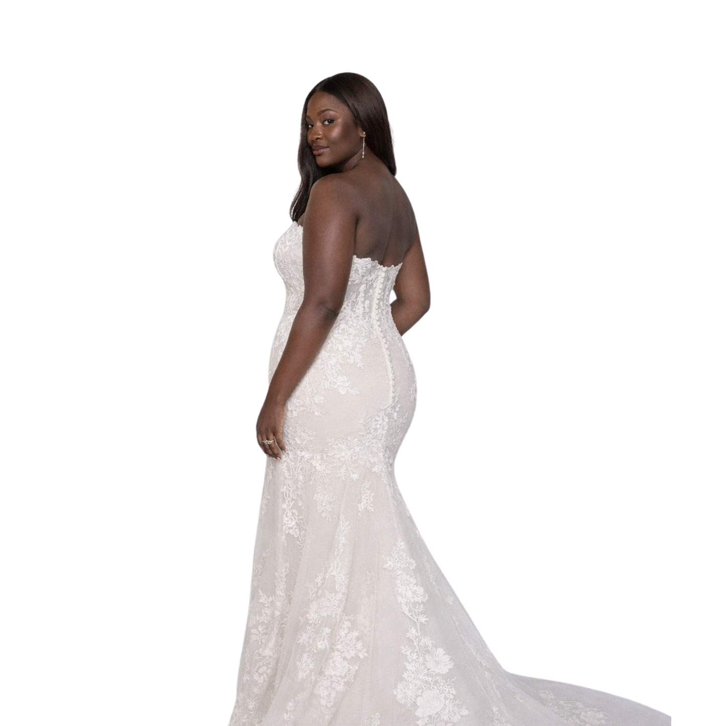 Justin Alexander Signature 99007 – Strapless Illusion Lace Fit & Flare – Size 20