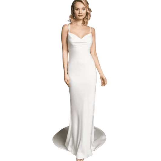 Justin Alexander 55075 – Double-Strap Cowl Neck Minimalist Gown – Size 20