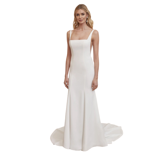 Adore by Justin Alexander Axel Square-Neck Crepe Gown – Size 16 (Sample)
