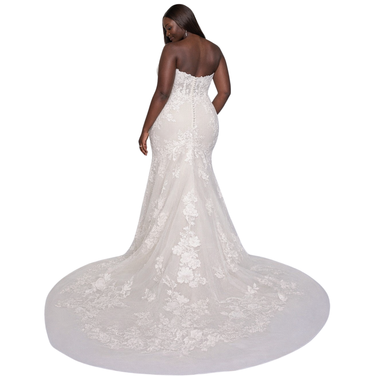 Justin Alexander Signature 99007 – Strapless Illusion Lace Fit & Flare – Size 20