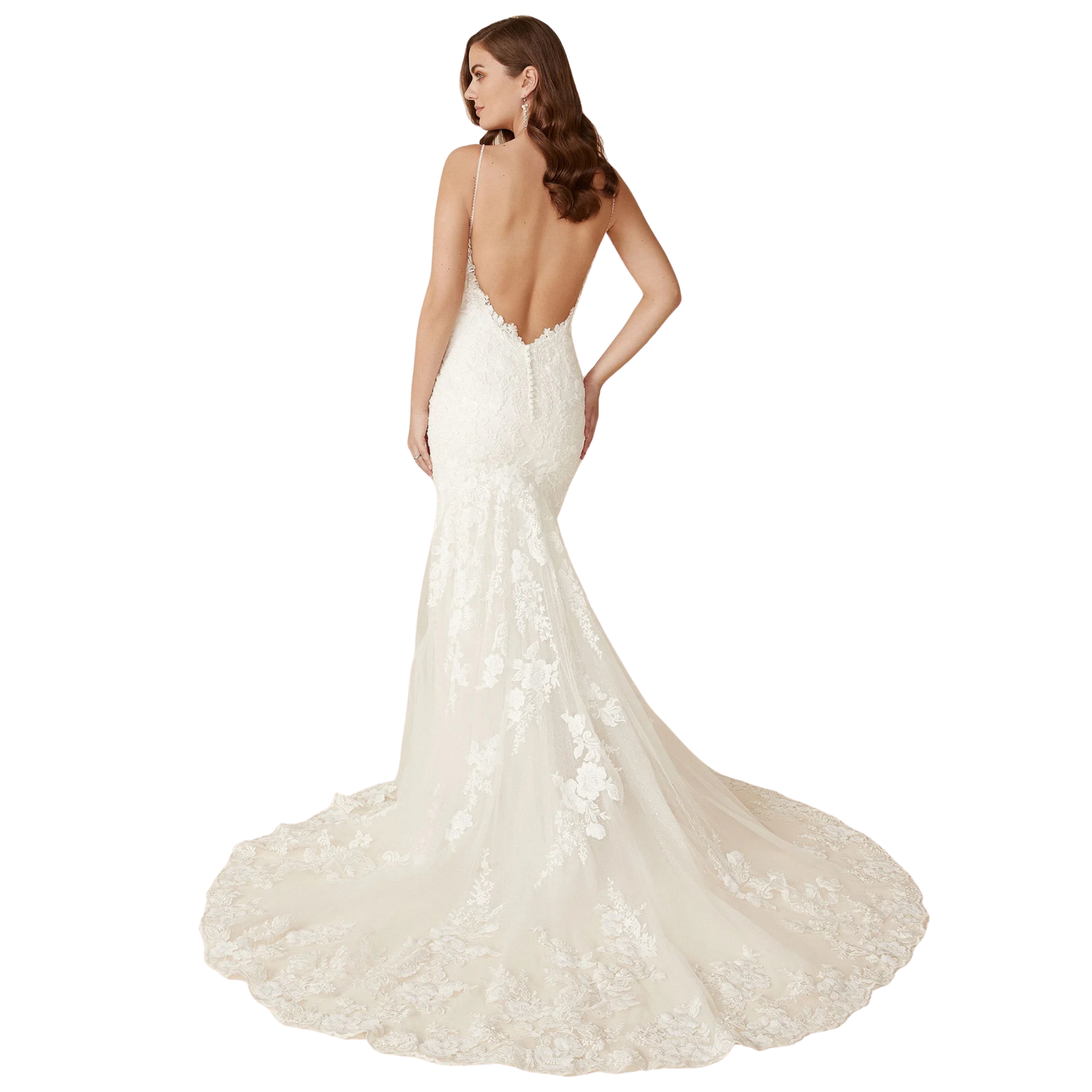 Justin Alexander Deryn Beaded Lace Fit-and-Flare Wedding Gown – Size 16 (Sample)