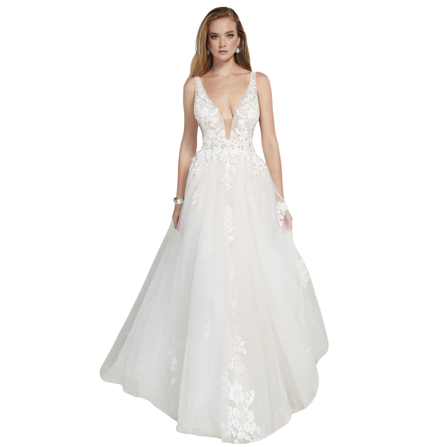 Justin Alexander Signature Katharine 99213 – 3D Floral Tulle A-Line – Size 10