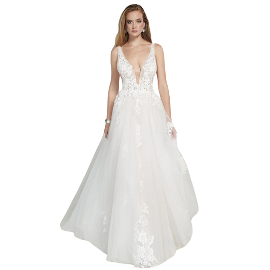 Justin Alexander Signature Katharine 99213 – 3D Floral Tulle A-Line – Size 10