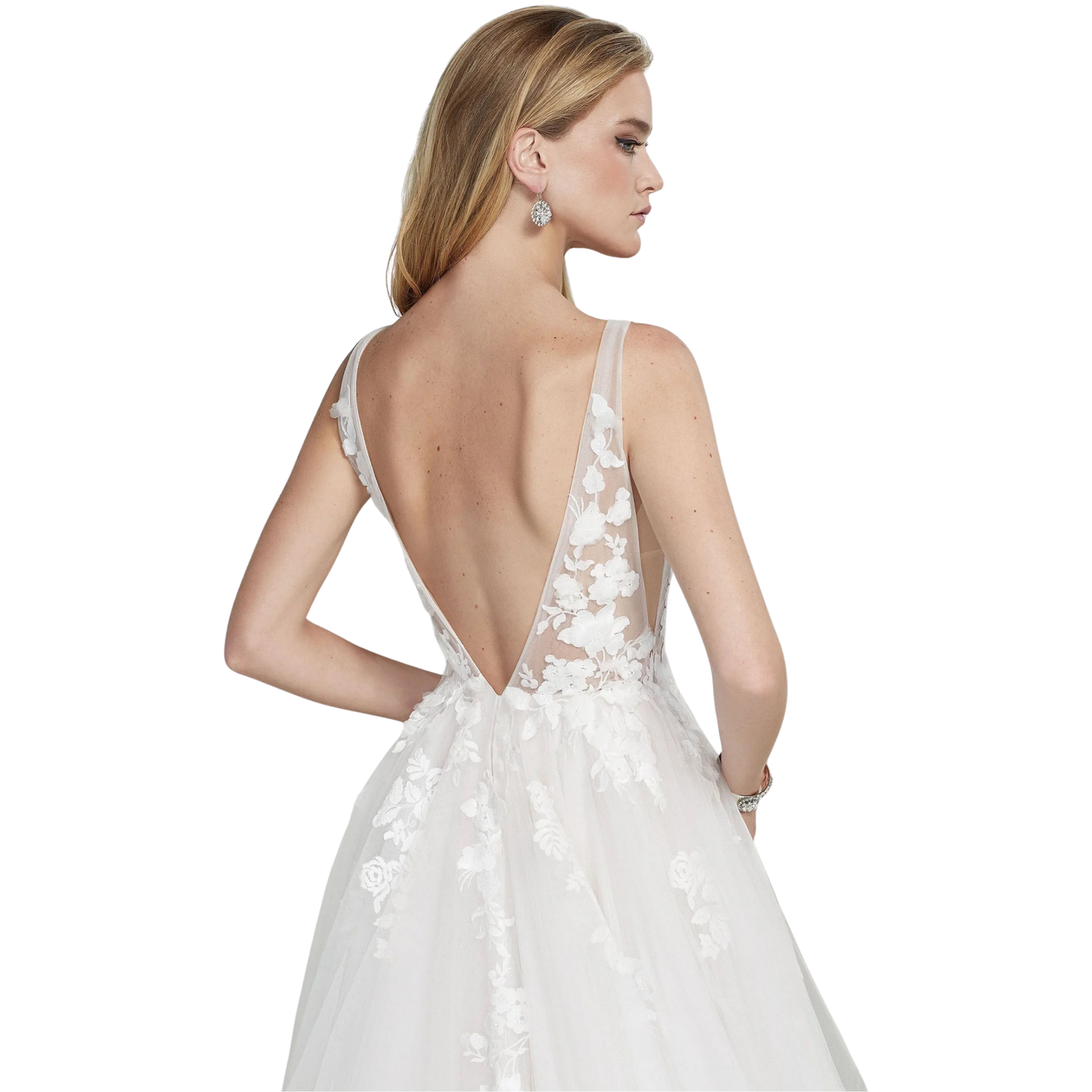 Justin Alexander Signature Katharine 99213 – 3D Floral Tulle A-Line – Size 10