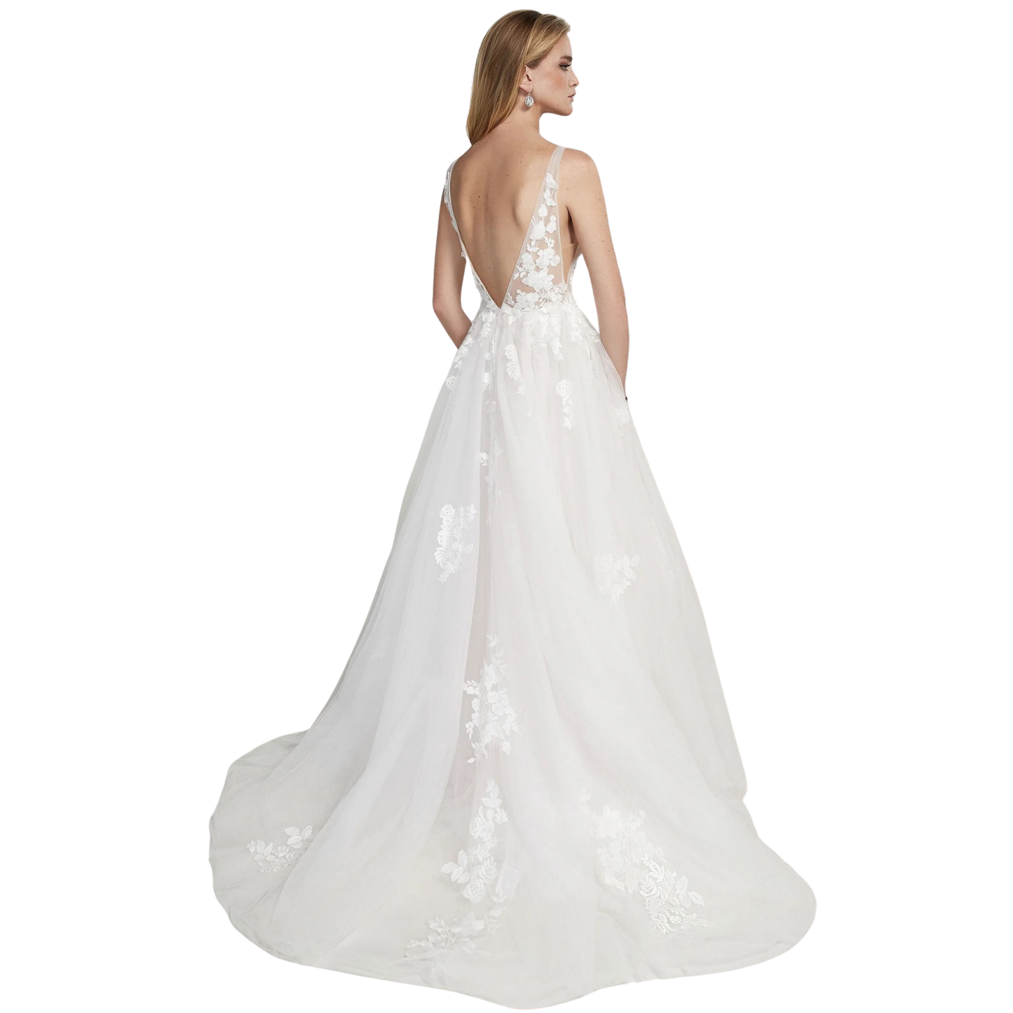 Justin Alexander Signature Katharine 99213 – 3D Floral Tulle A-Line – Size 10