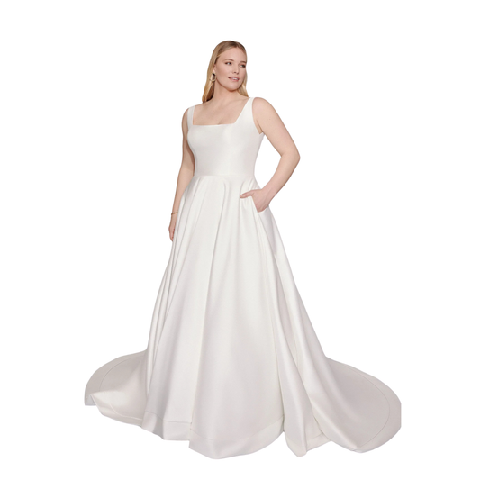 Charleston 99179 – Plus Size Stretch Mikado Ball Gown, Ivory, Size 22