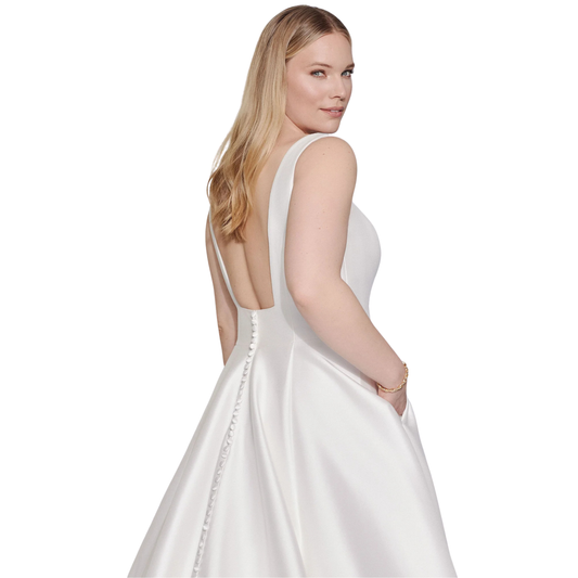 Charleston 99179 – Plus Size Stretch Mikado Ball Gown, Ivory, Size 22