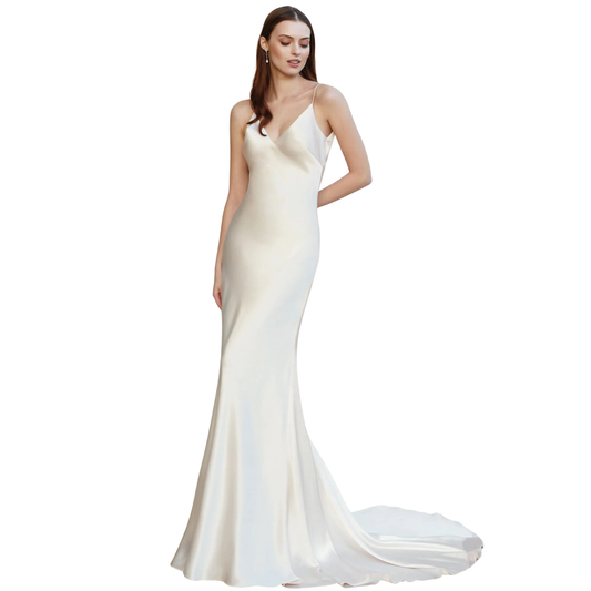 Adore by Justin Alexander 11159 – Almond Charmeuse Slip Dress – Size 14