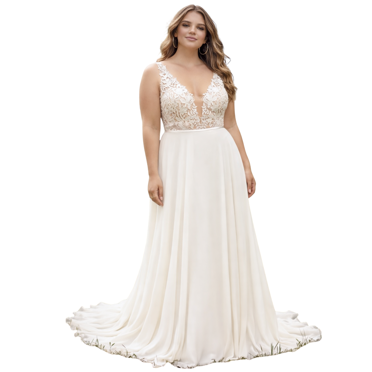 Lillian West 66059SP – Size 22 Boho A-Line Wedding Gown (Sample)
