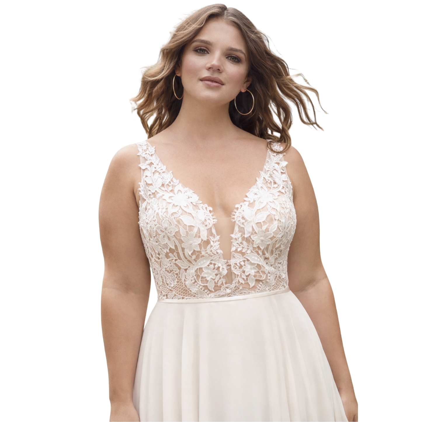Lillian West 66059SP – Size 22 Boho A-Line Wedding Gown (Sample)